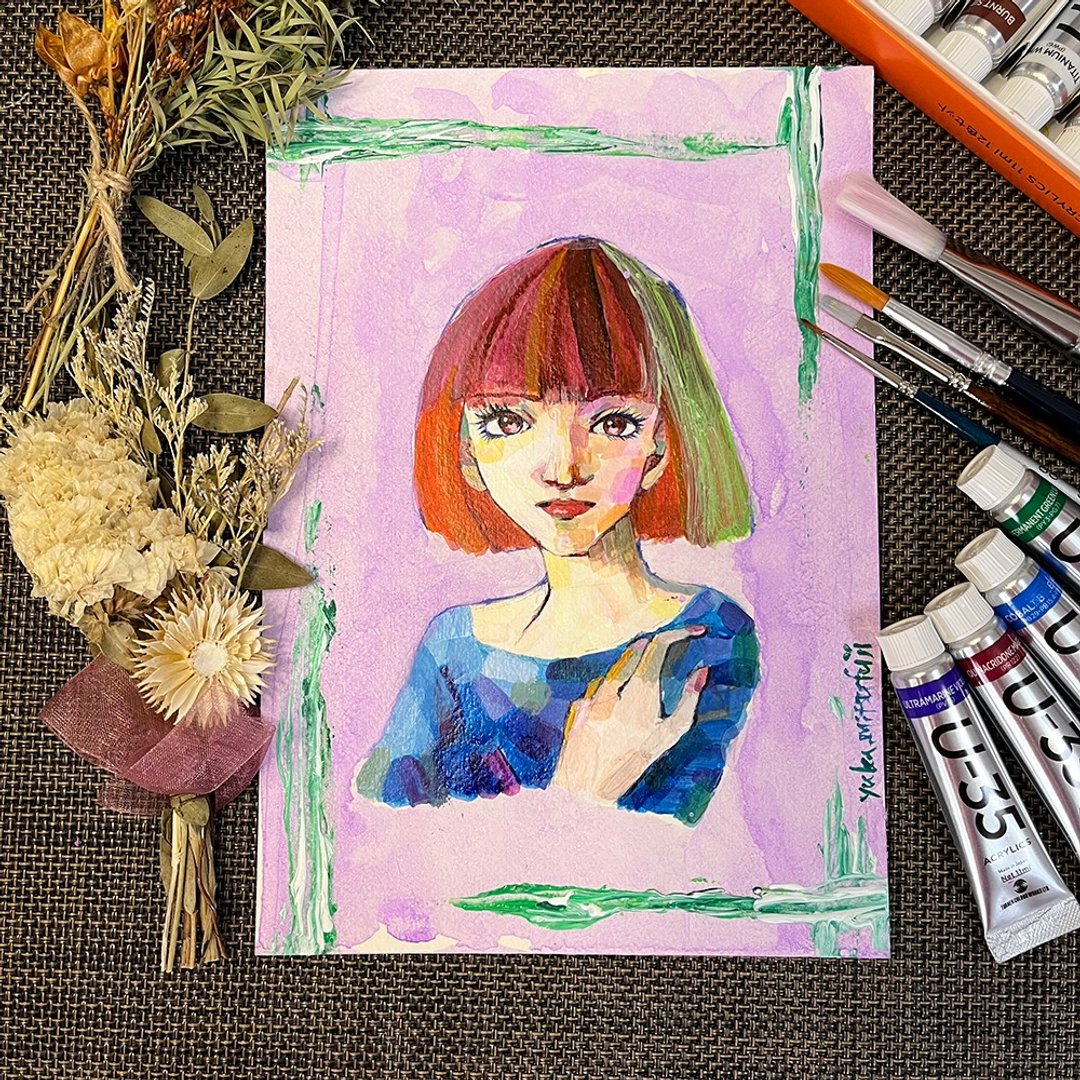 时尚紫色丙烯画 玛奇达 SM尺寸 手绘 原画 美丽女 - 海报/装饰画/版画 - 纸 紫色