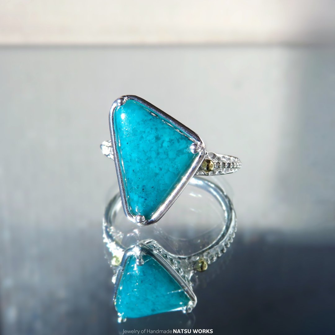 缀丽石 硅化树胶 戒指 / Chrysocolla Chalcedony with 18k Ring 243 - 戒指 - 宝石 蓝色