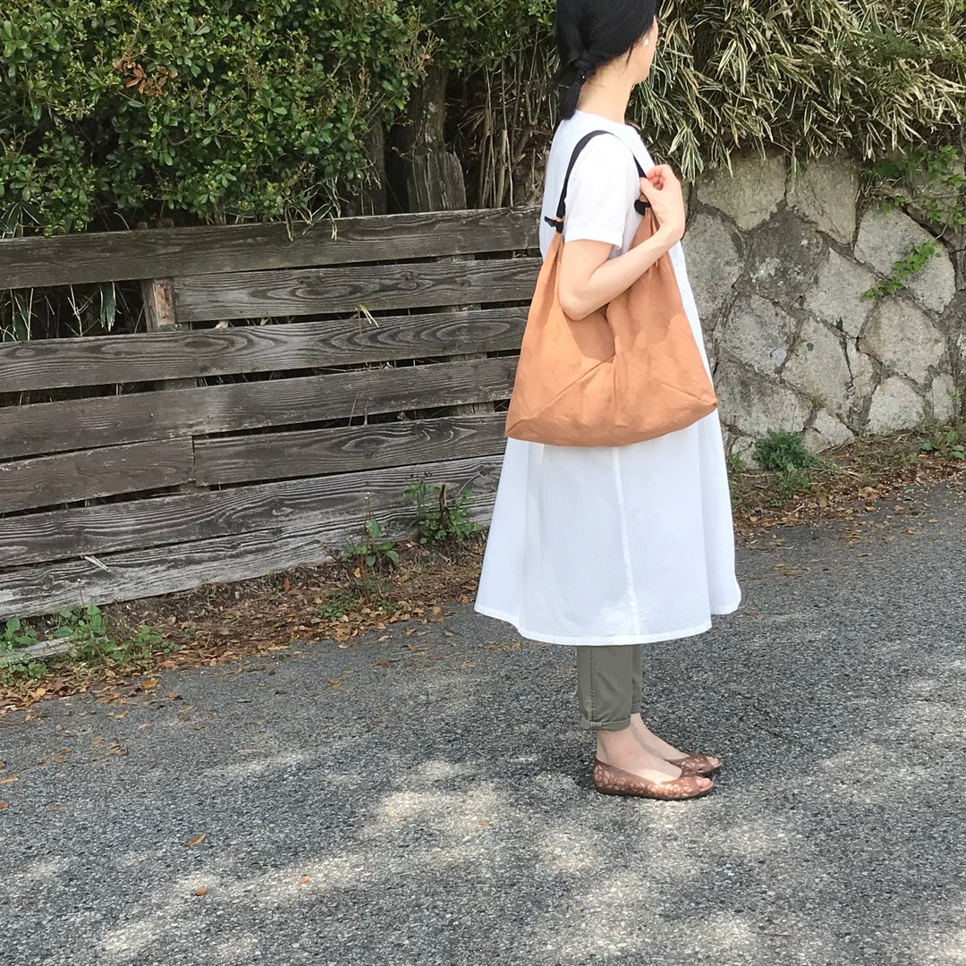 手提袋 吾妻袋 圆点 可可 M - 手提包/手提袋 - 棉 咖啡色