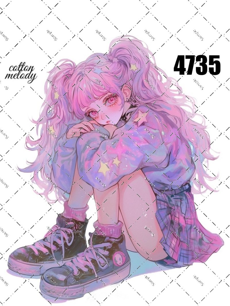 original sticker no.4735 人物贴纸 原创贴纸 原创人物贴纸 装饰贴纸 cotton melody - 贴纸 - 纸 