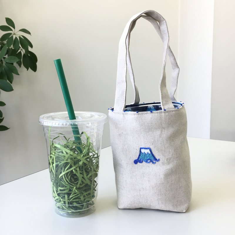 Cafe bag Fuji mini tote - 手提包/手提袋 - 棉．麻 白色