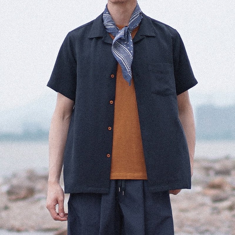 VerticalTexture ShortShirt 古巴领天丝短袖日系衬衫 夏威夷衬衫 - 男装衬衫 - 其他人造纤维 