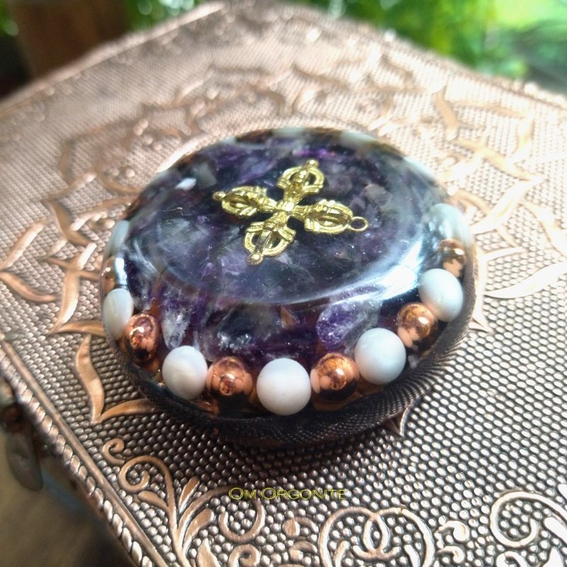 【自信与财富】超高频奥刚能量工具 | 紫水晶虎眼石十字金刚杵 - 摆饰 - 水晶 紫色