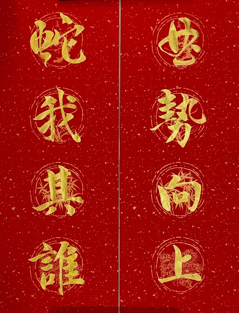 金墨蛇年生肖创意春条  一对共8字//宣纸春条// - 其他 - 纸 红色