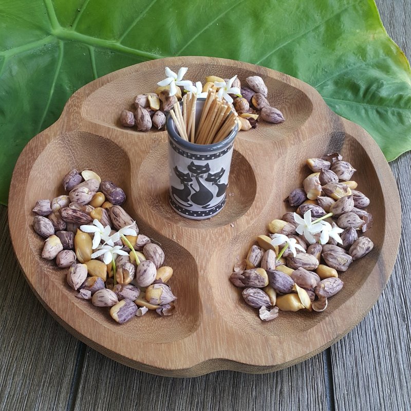 Acacia wood serving tray 4 sections 1 pcs ,desserts, snacks, cookie ,tea - 盘子/餐盘/盘架 - 木头 咖啡色