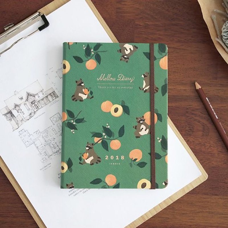ICONIC 2018原味浪漫绑带周志(时效)-桃子浣熊,ICO50633 - 笔记本/手帐 - 纸 绿色