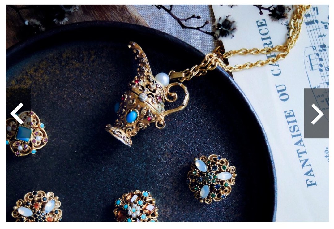Florenza 神灯香膏盒长项链(可开合)*罕见*・美国古董饰品 - 项链 - 其他金属 