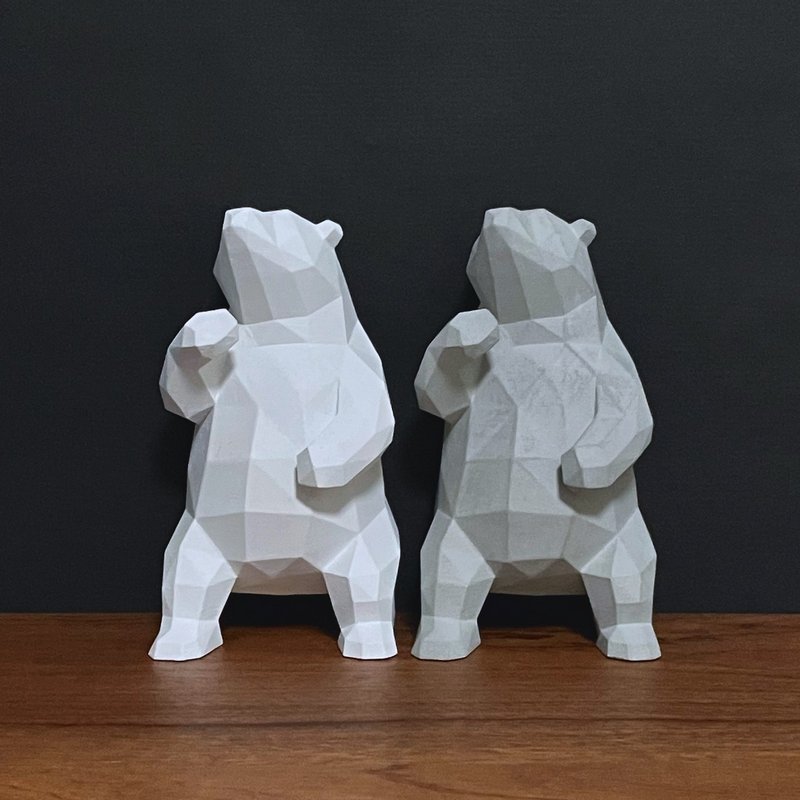 【水泥动物摆饰-熊】Low-poly / 清水模 / 桌上疗愈 / 送礼 - 摆饰 - 水泥 灰色