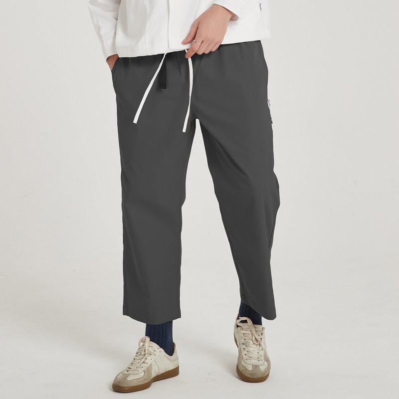 宽版剪裁九分裤 Wide Ankle Pants/简约/素色/情侣服/长裤 - 男士长裤 - 棉．麻 黑色