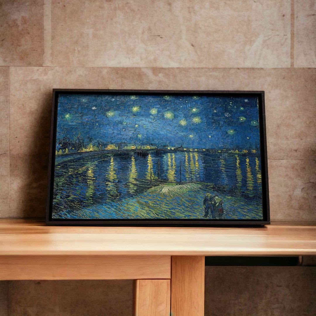 梵谷名画-罗纳河上的星夜【壁虎拼图】 - 摆饰 - 木头 蓝色