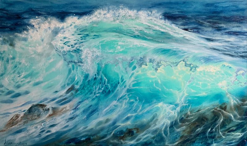纯手工油画大海油画海岸画 - 插画/绘画/写字 - 其他金属 蓝色