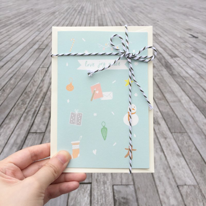 Love Joy Peace可爱绑绳圣诞卡2016 / 三送一 - 卡片/明信片 - 纸 