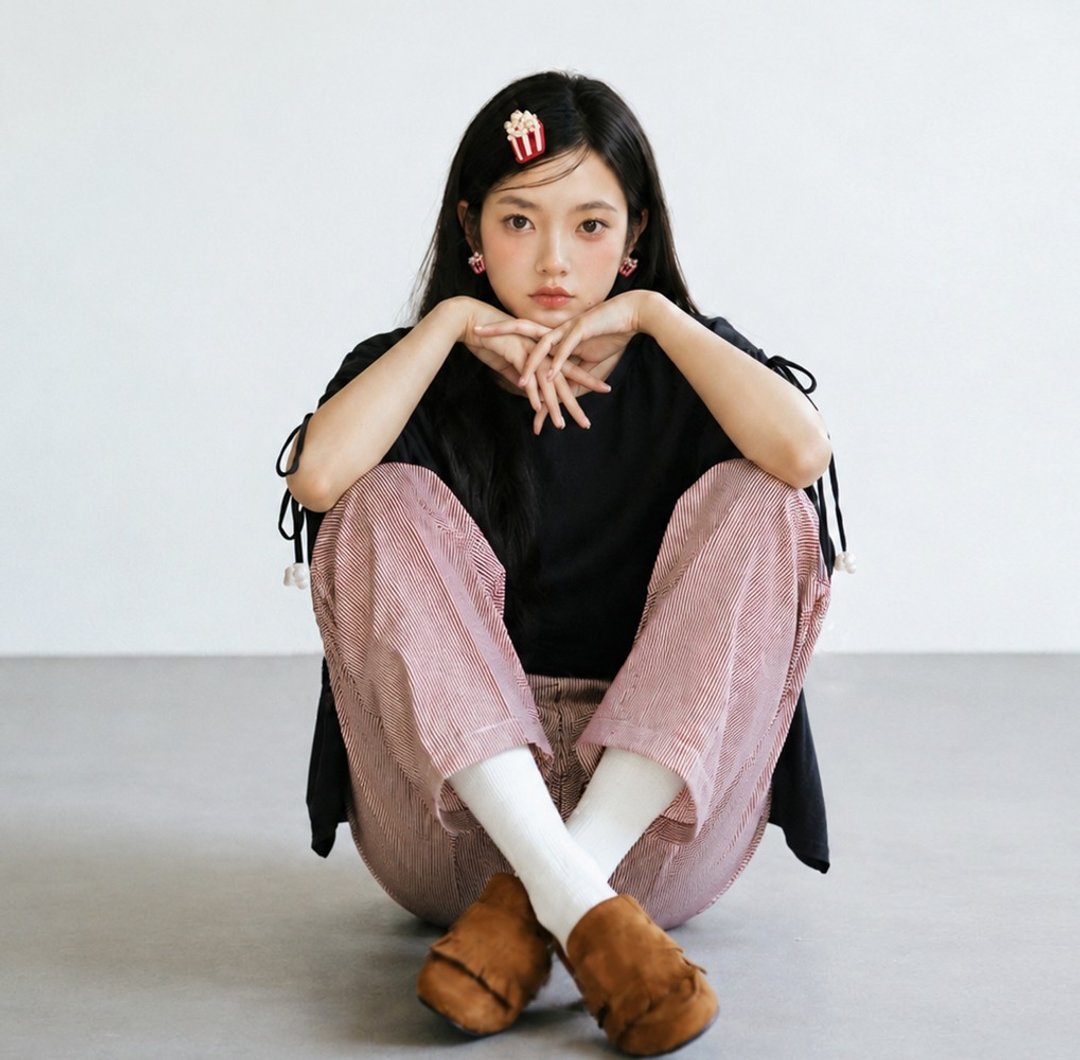 微醺影院・抽皱宽袖上衣 - 女装上衣 - 棉 黑色