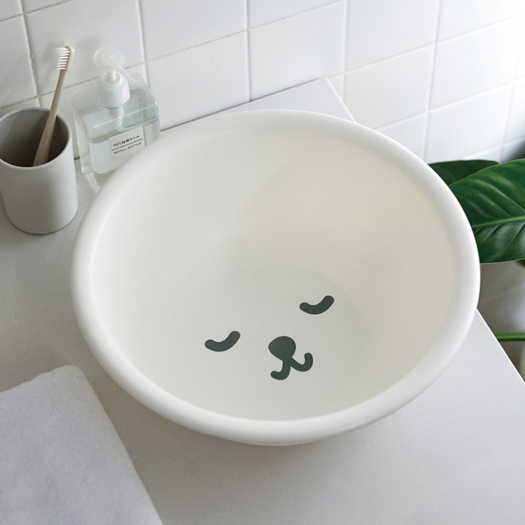 日本霜山 瞌睡白熊圆形脸盆/水盆(直径33cm)-3入 - 卫浴用品 - 塑料 白色