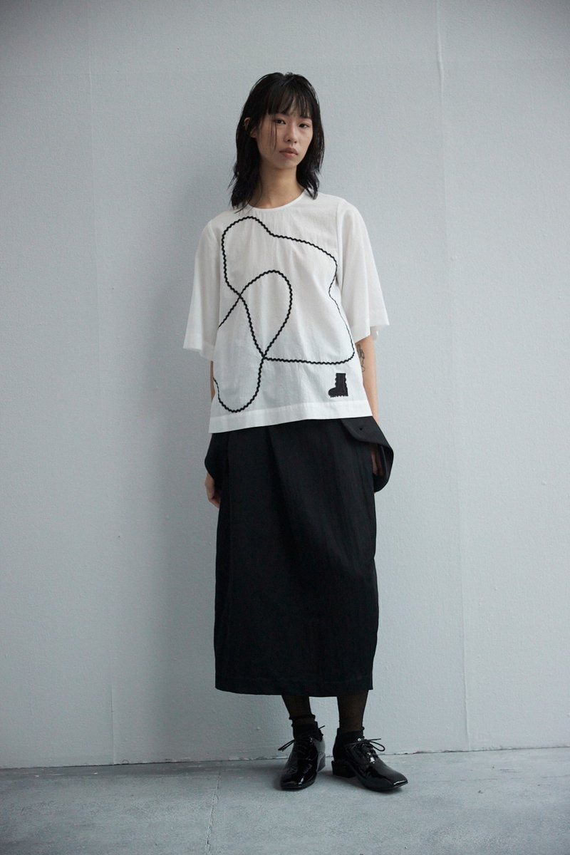 不规则压车上衣 - 男装上衣/T 恤 - 棉．麻 白色