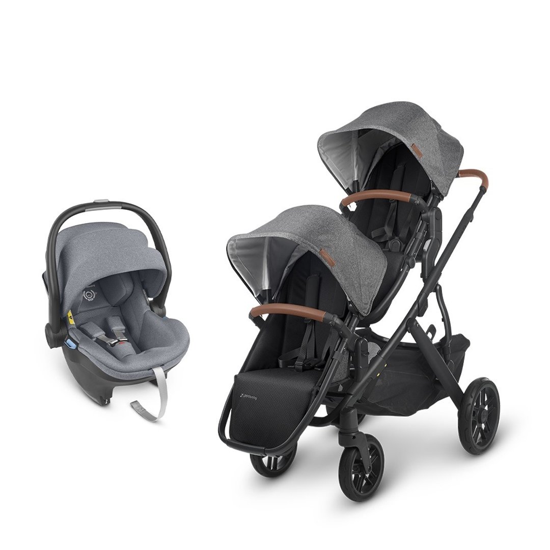台湾宅配【UPPAbaby】【双宝推车提篮】VISTA V2黑灰+蓝灰提篮*1 - 婴儿车/手推车 - 其他材质 灰色