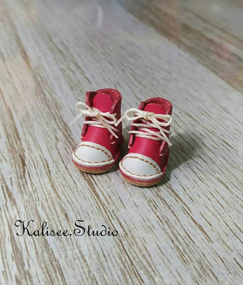 Blythe娃娃鞋（关节） Blythe Lati Y-帆布高筒（真皮） - 皮件 - 真皮 