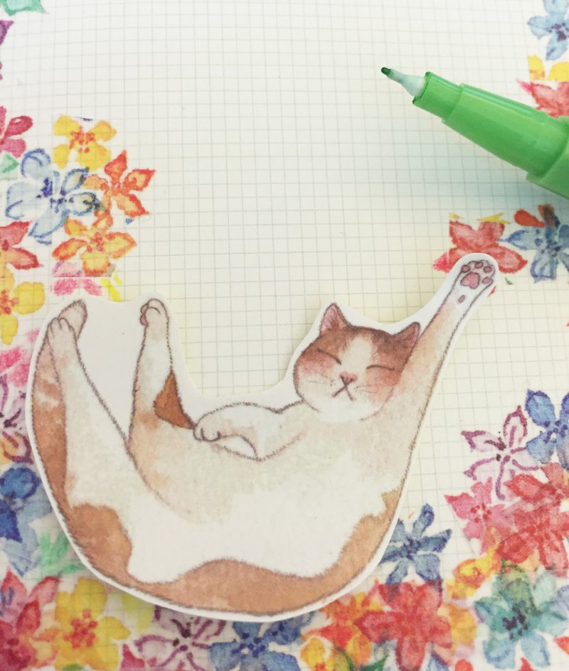 lazy cat悠闲小日子猫咪贴纸 - 贴纸 - 纸 卡其色