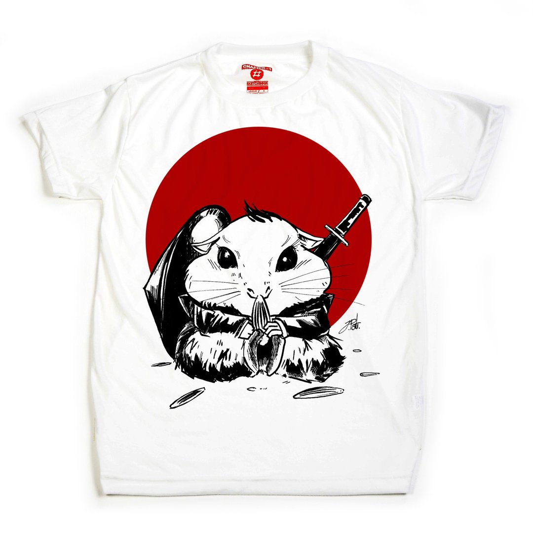 Hamster Samurai unisex men woman cotton mix Chapter One T-shirt - 男装上衣/T 恤 - 棉 白色