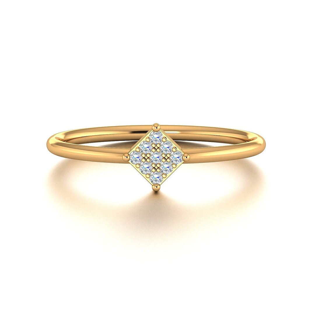 【PurpleMayJewellery】18K白金方形钻石线戒戒指 婚戒订制R026 - 戒指 - 钻石 透明