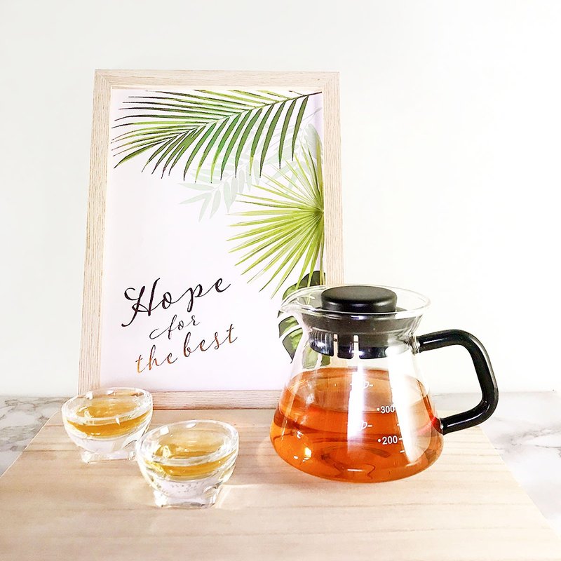 台湾纯手工吹制 日诠刻度玻璃壶 透明把手360ml - 茶具/茶杯 - 玻璃 黑色