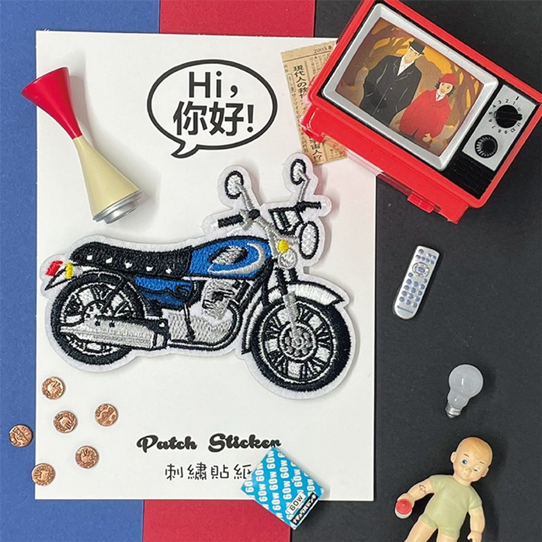 刺绣贴纸-档车经典蓝 - 贴纸 - 绣线 多色