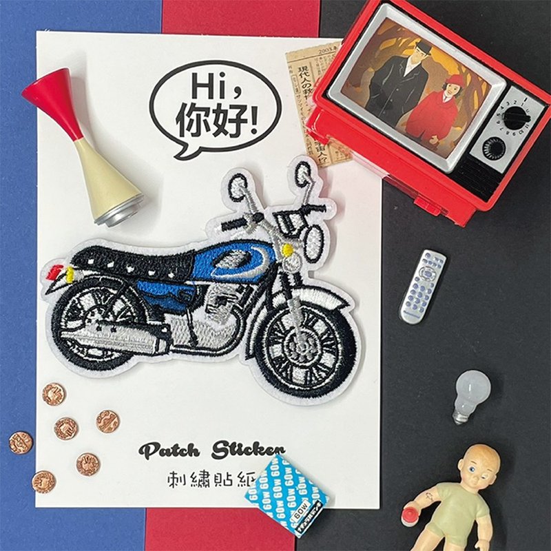 刺绣贴纸-档车经典蓝 - 贴纸 - 绣线 多色