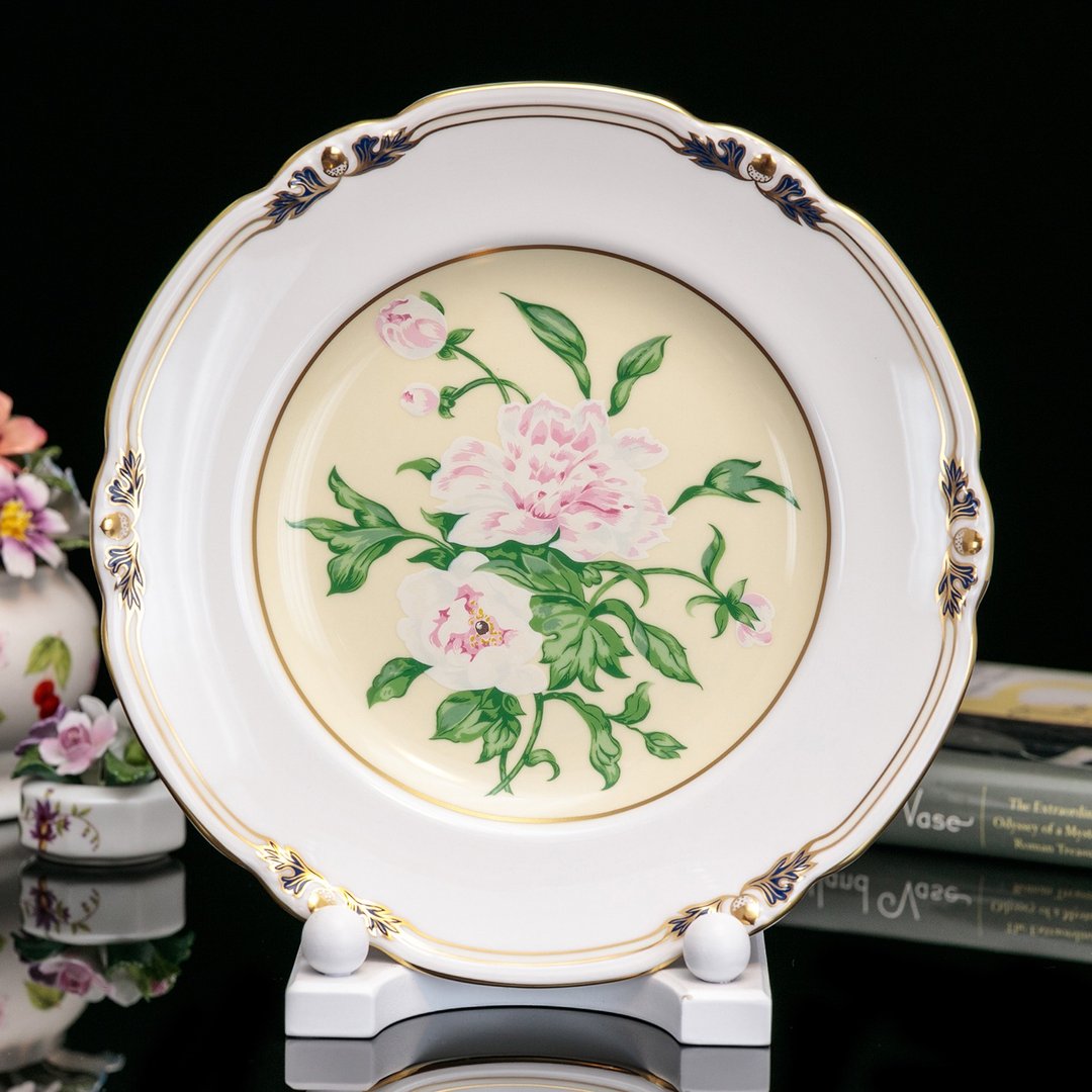 限量英国制Royal Crown Derby 1996欧式装饰花卉牡丹骨瓷盘Peony - 摆饰 - 瓷 