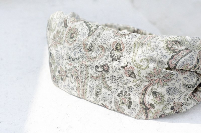 情人节礼物 手工发带 / 法式发带 / 缤纷花朵发带 / 缎面松紧发带 / 缎面丝绸发带 / 花朵发带 - 摩洛哥花朵 民族风图腾 - 发饰 - 丝．绢 多色