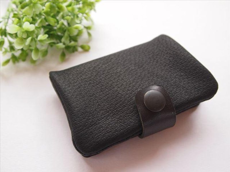 【定番ブラック】ぶた革やわらかカードケース【受注生産】 - 名片夹/名片盒 - 真皮 紫色