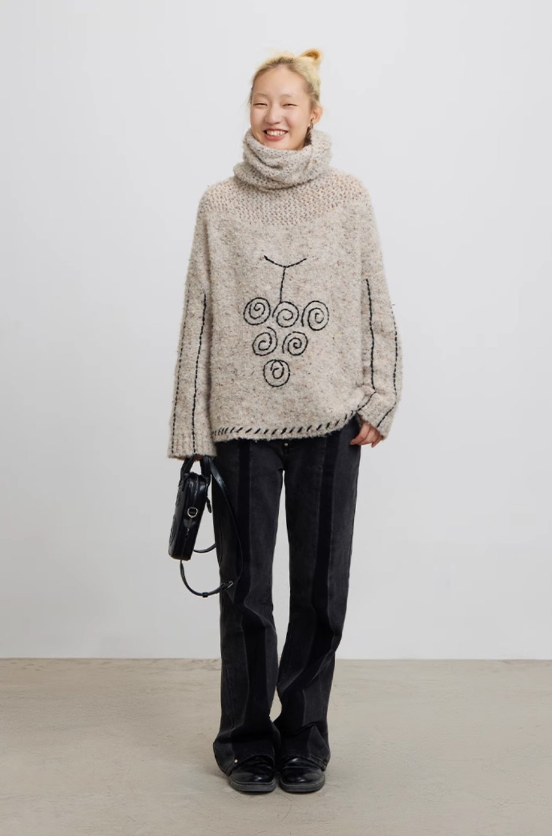 Craft Long Neck Sweater 手工葡萄粗针高领毛衣 - 女装针织衫/毛衣 - 其他材质 黄色