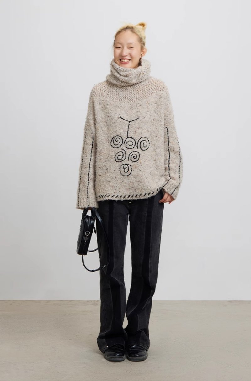 Craft Long Neck Sweater 手工葡萄粗针高领毛衣 - 女装针织衫/毛衣 - 其他材质 黄色