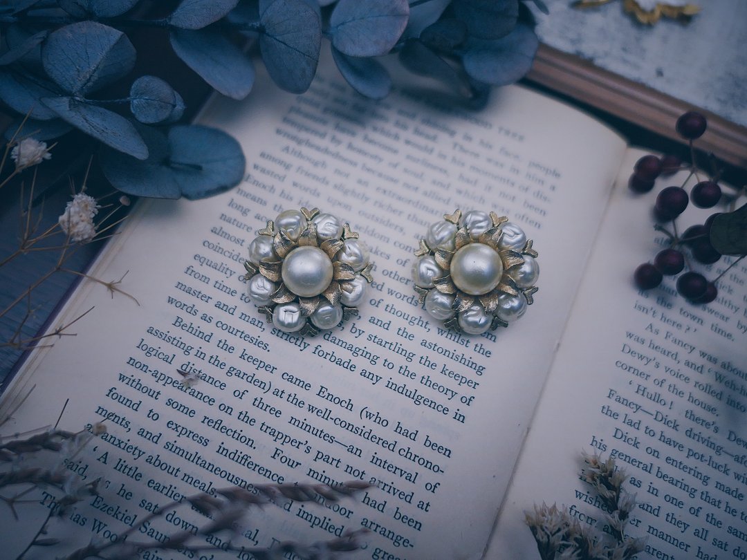 Kramer 珠丽繁花珍珠耳环・美国古董首饰 Vintage Jewelry - 耳环/耳夹 - 其他金属 