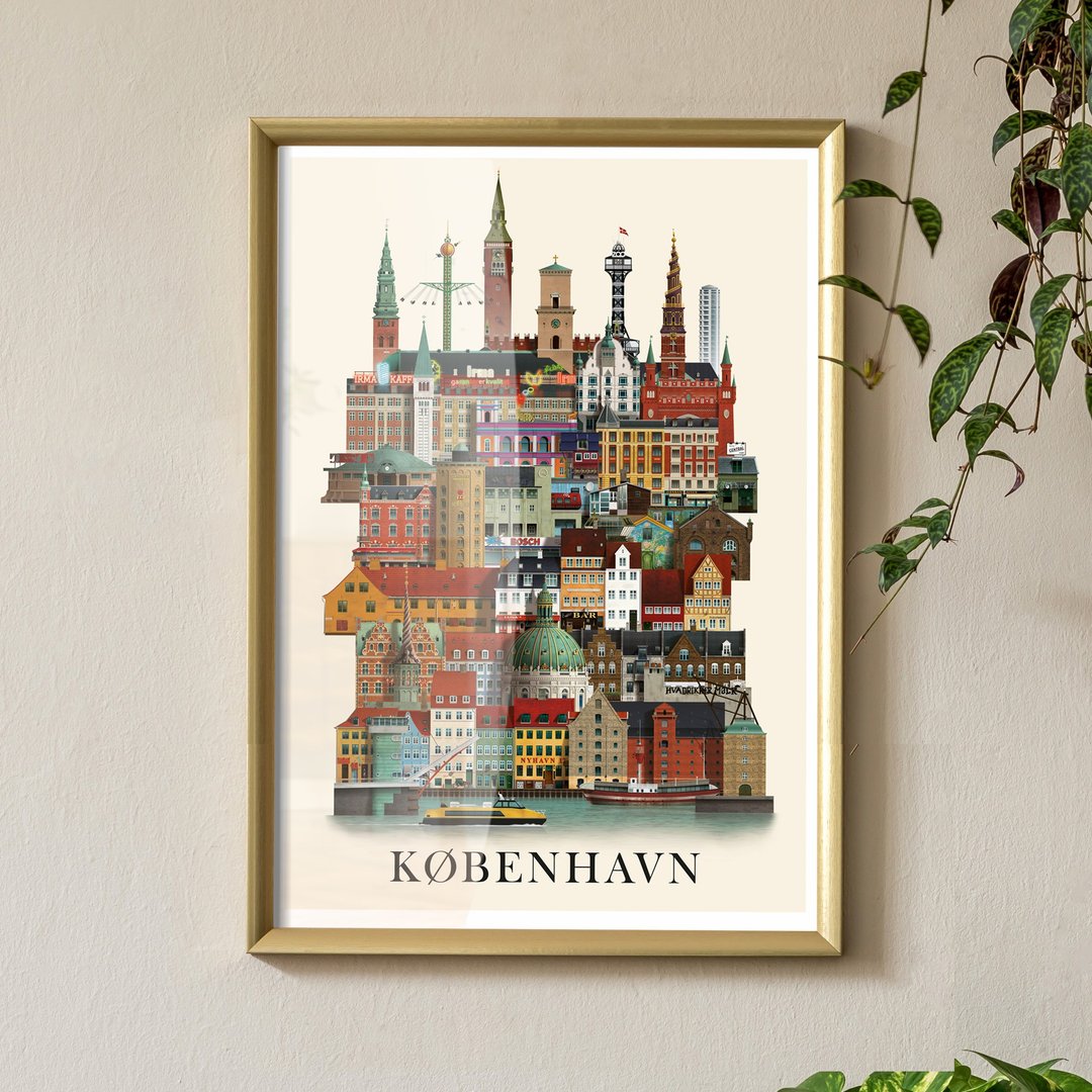 Martin Schwartz 城市海报挂画 哥本哈根 KØBENHAVN - 海报/装饰画/版画 - 纸 多色