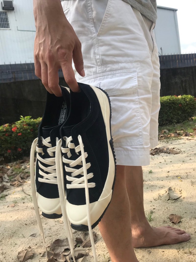 PIZERO M190525 Black 绒感硫化鞋 - 男款休闲鞋 - 真皮 黑色