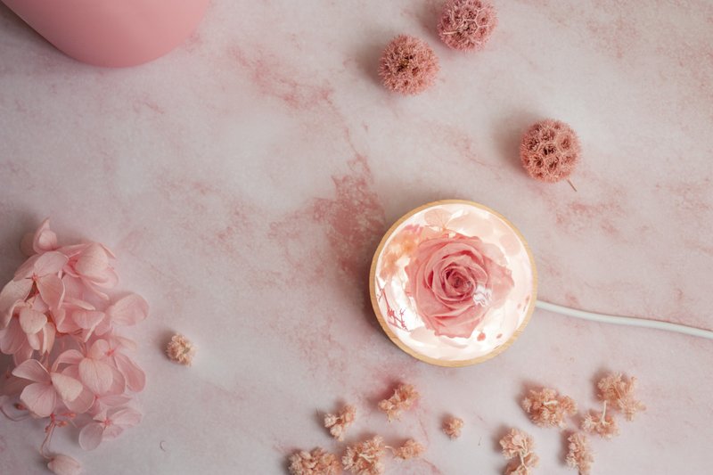 永生玫瑰花手作气氛灯 小夜灯 桌灯 手工礼物 - 灯具/灯饰 - 水晶 粉红色