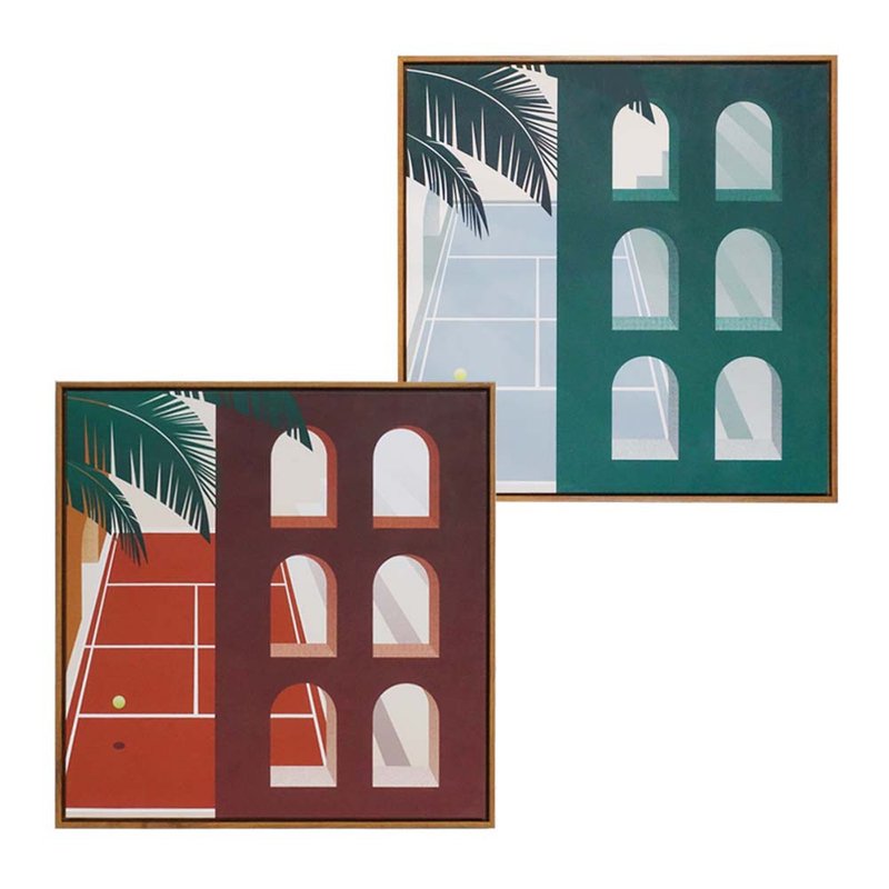 草稿CIAOGAO 北歐復古配色客廳臥室ins掛畫玄關裝飾畫 復古球場A - 海报/装饰画/版画 - 棉．麻 绿色