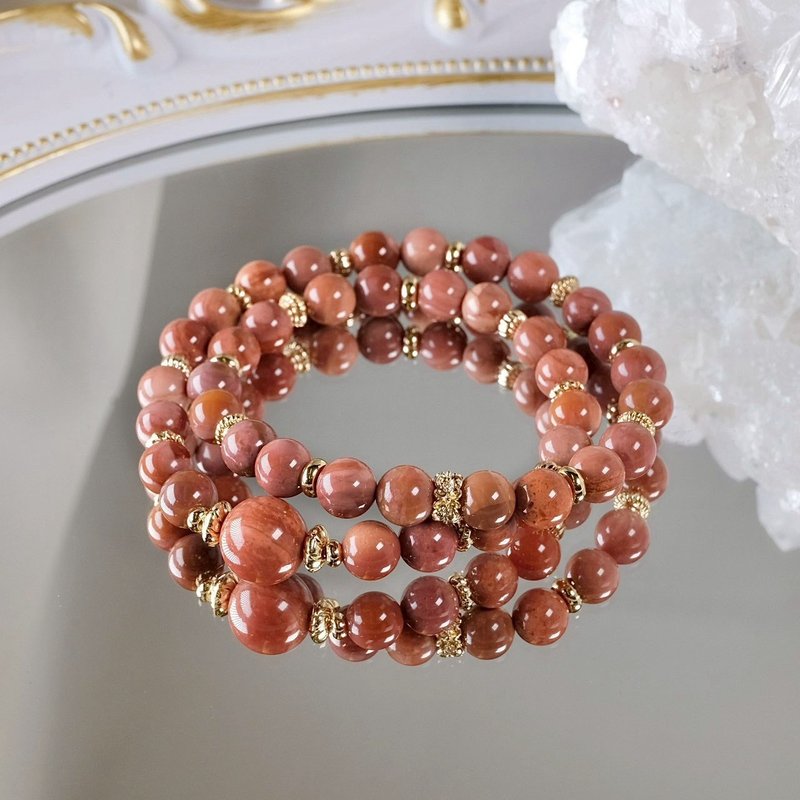 阿拉善玛瑙 双圈 手链 天然矿石水晶 一图一物 - 手链/手环 - 水晶 红色