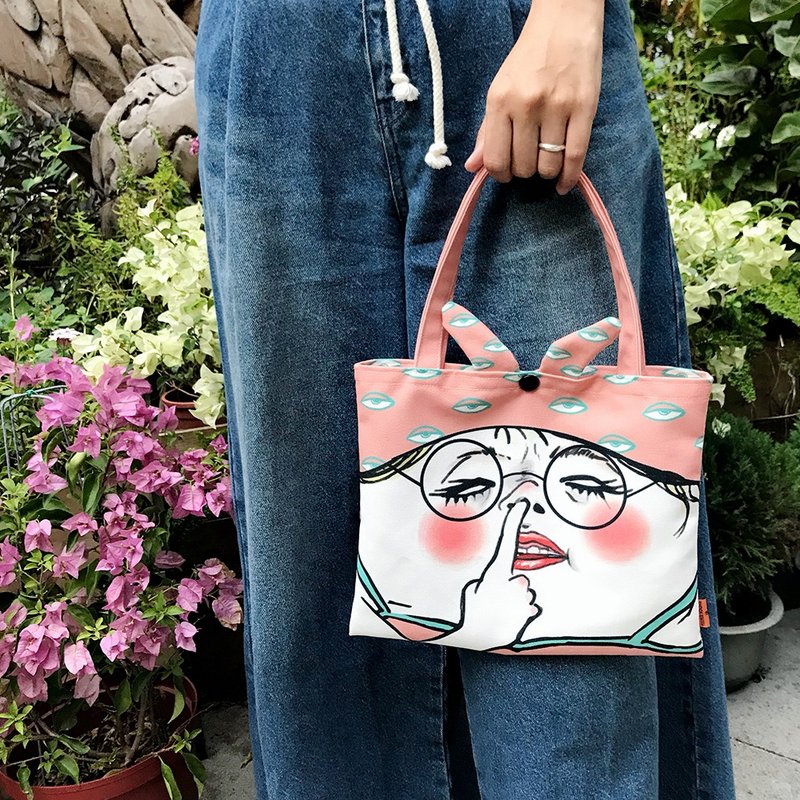 猪鼻女 轻便小提袋 - 手提包/手提袋 - 聚酯纤维 橘色