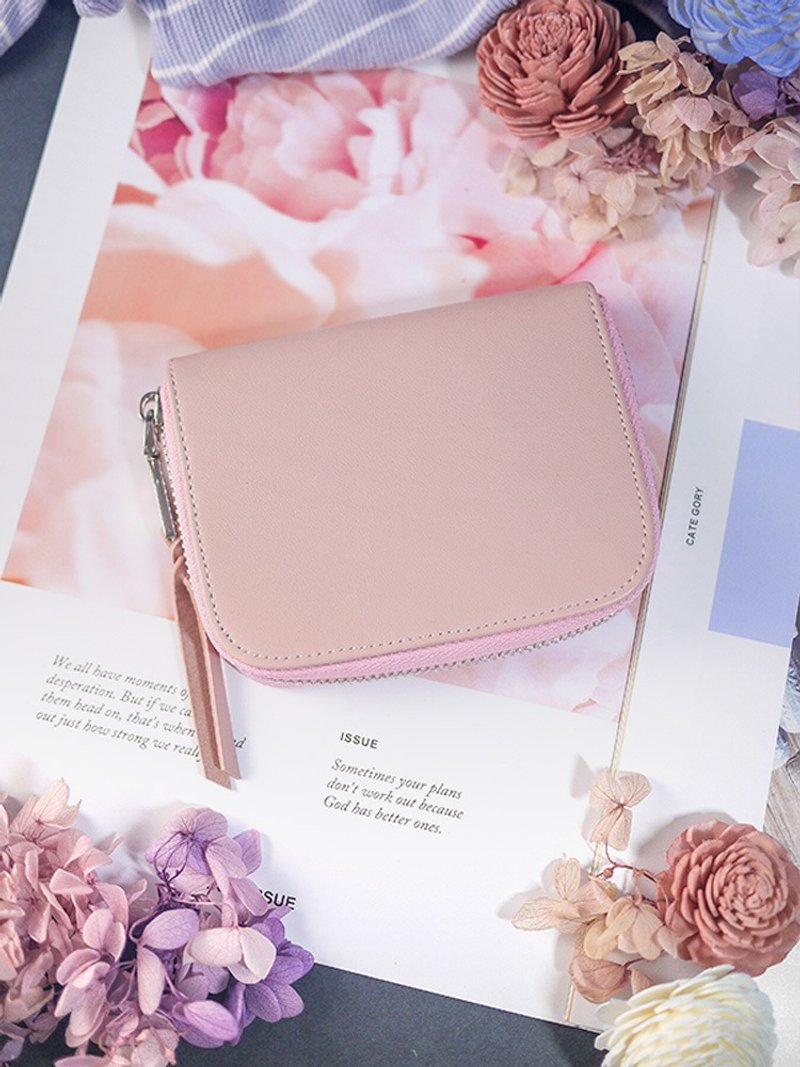 【开运钱包】Baby粉。真皮短夹/皮夹/钱包/零钱包 - 皮夹/钱包 - 真皮 粉红色