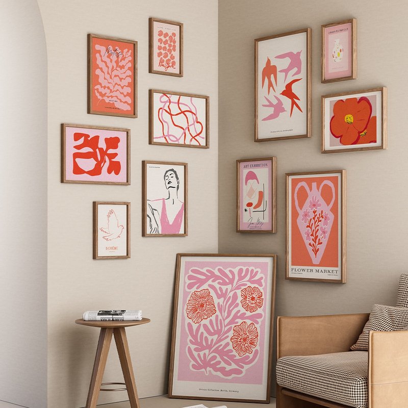 ROSE - 粉红色系画廊墙 x12 挂画装饰 插画 海报 居家布置 - 电子手绘真人画像/绘画/插画 - 其他材质 