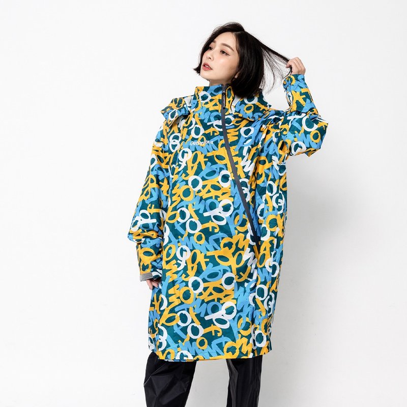 【背包款】去去雨水走长版风雨衣-涂鸦迷彩-绿底 - 雨伞/雨衣 - 塑料 多色