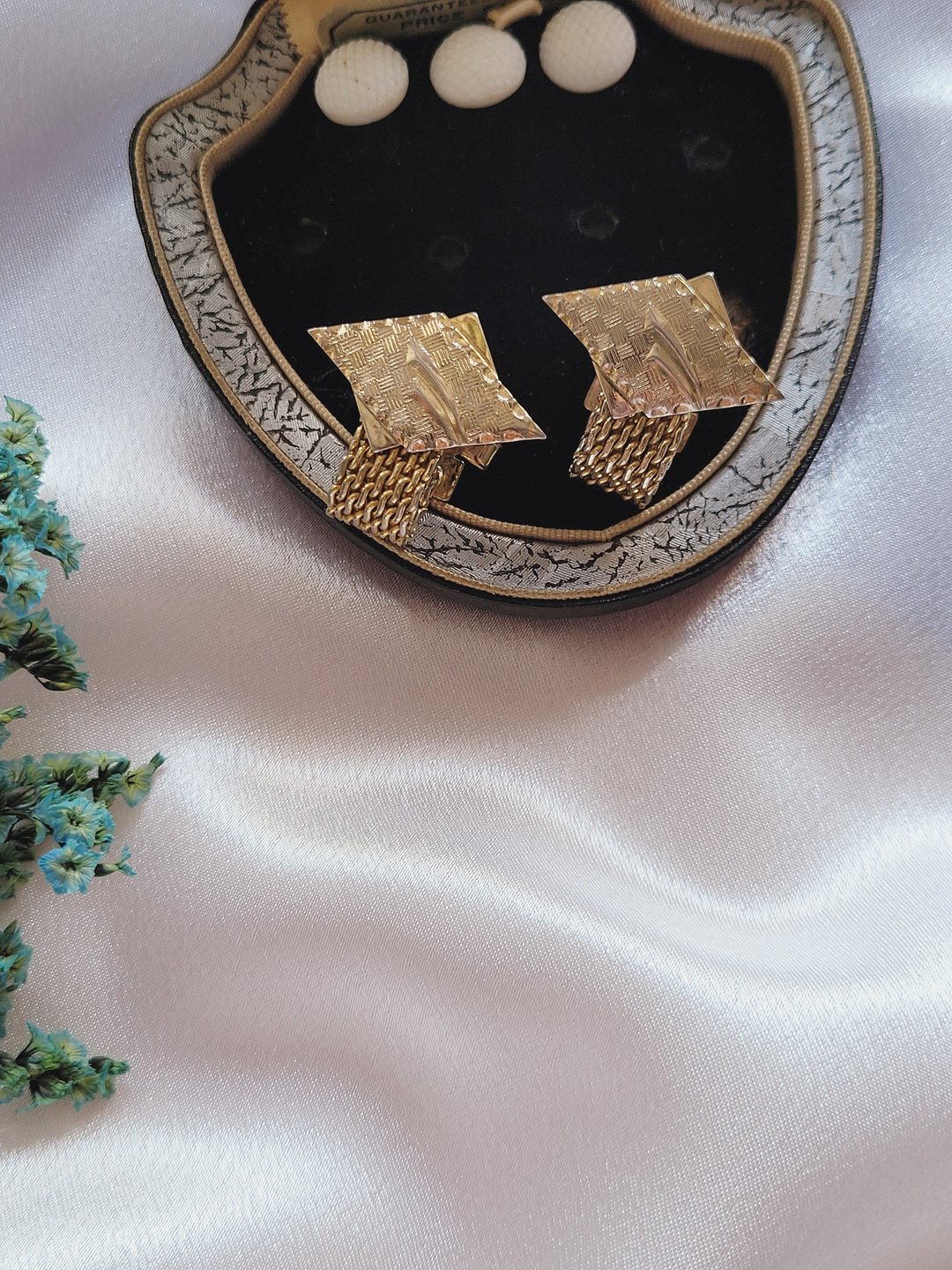 美国西洋古董饰品 / 雾金格纹个性翻转式铰链古董袖扣Cufflinks - 袖扣 - 其他金属 