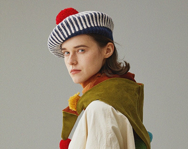 【飞碟】童话系列 羊绒/针织/条纹/撞色贝雷帽 - 帽子 - 羊毛 多色