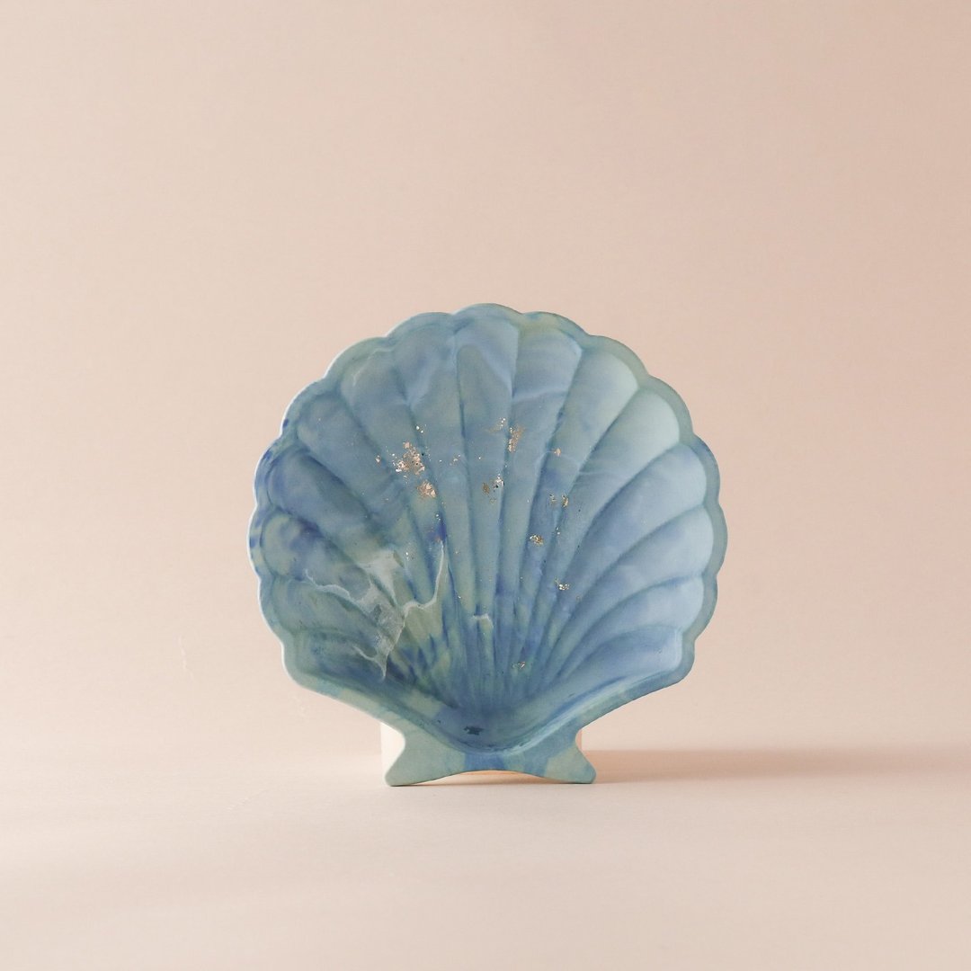 环保永续材/金箔大理石贝壳盘-浪花 - 摆饰 - 环保材料 蓝色