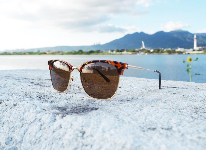 2is MenaC 太阳眼镜 偏光│眉架框│玳瑁色│ - 墨镜 - 其他金属 咖啡色