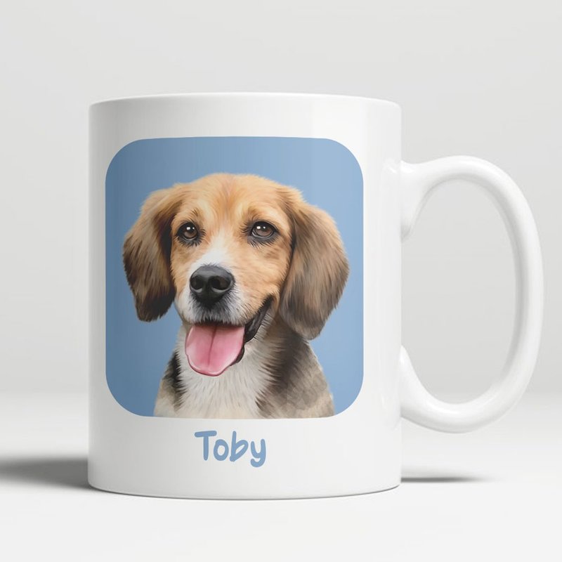 定制人像宠物画 / 平口马克杯 (写实风) - 订制画像 - 瓷 白色