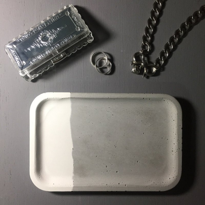 双・对. 灰色及白色拼合 水泥长方形置物碟 - 收纳用品 - 水泥 灰色