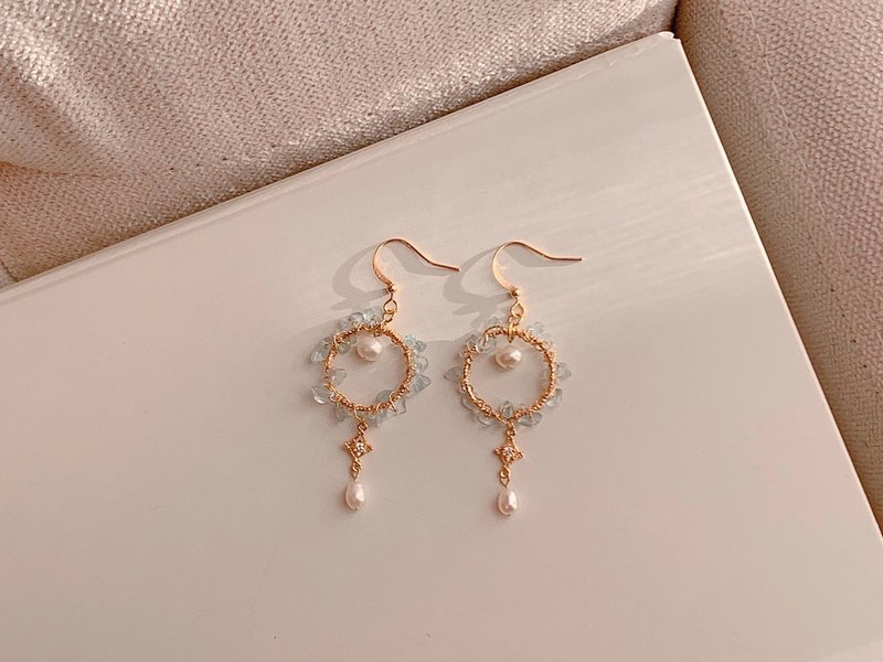 海洋的礼赞 | 卷浪 - 耳环/耳夹 - 半宝石 蓝色