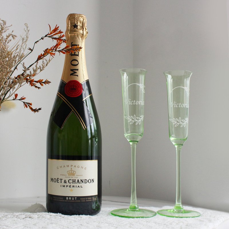 结婚 闺蜜 生日礼物| Moët Chandon 绿色雕刻对杯套装 - 酒类 - 玻璃 